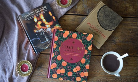 Seasonal books layed out on a table